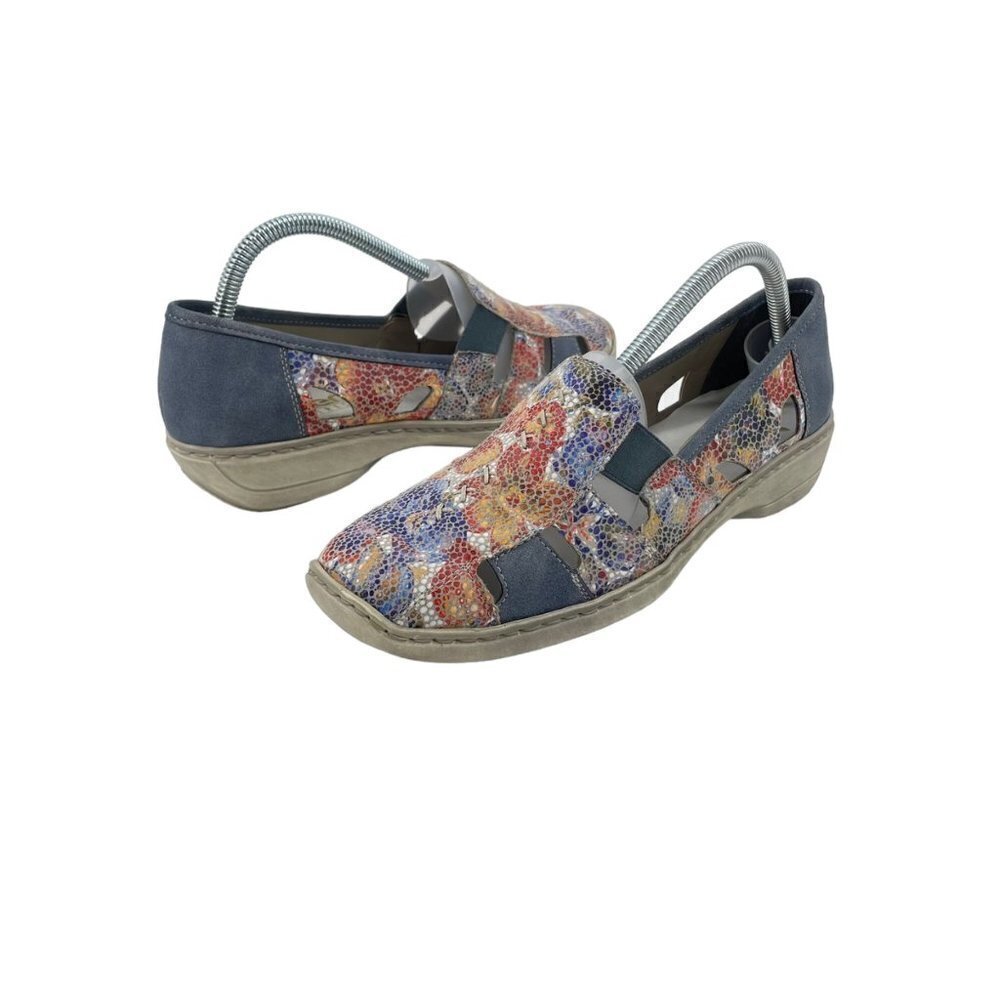 Rieker Doris 85 Floral Slip On Loafer Shoes Womens Size 11.5 Anti-Stress Comfort